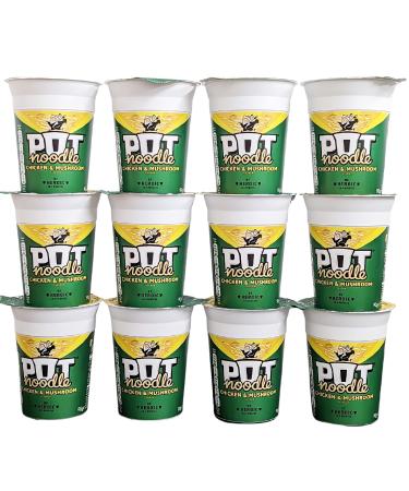 Chicken & Mushroom Pot Noodle Multipack - Pack of 12 x 90g Instant Pot Noodles with Topline Card. Chicken Soup Snack Pots Bulk Buy for Camping Food Picnics or School Holidays. - Buy Online on GoSupps.com