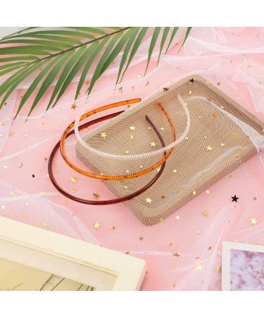 Buy 6 Stylish Hair Bands - Thin Plastic Hair Bands in Light Brown Dark Brown & Transparent for Girls - Buy Online on GoSupps.com