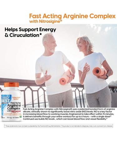 Doctor's Best Fast Acting Arginine Complex with Nitrosigine 750mg - 60 Tablets for Enhanced Performance - Buy Online on GoSupps.com