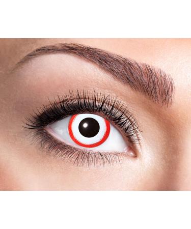 Eyecatcher 84095241-w37 - Colored contact lenses 1 pair weekly lens red white carnival Mardi Gras Halloween