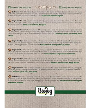 Biojoy Organic caraway seeds (500g) whole without additives (Carum Carvi) - Buy Online on GoSupps.com