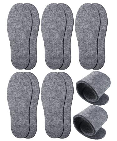 Janmercy 5 Pairs Wool Felt Insoles Warm Shoe Inserts Wool Insoles for Men Women Gray(Men's 9/ Women's 10)