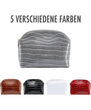 Natooz Gray Leather Makeup Bag | Large Waterproof Travel Cosmetic Organizer | Perfect Gift for Women & Girls - Buy Online on GoSupps.com