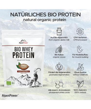 Alpenpower Bio Whey Protein Cocoa 1kg - 100% Natural Additive-Free CFM Protein Powder from Organic Alpine Milk - International Shipping Available - Buy Online on GoSupps.com