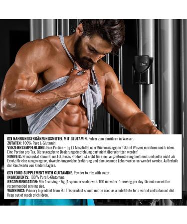 Bulk Pure L-Glutamine Powder - 100% Micronized Amino Acid High Purity No Additives Tasteless 500g - Laboratory Tested for Quality - Buy Online on GoSupps.com