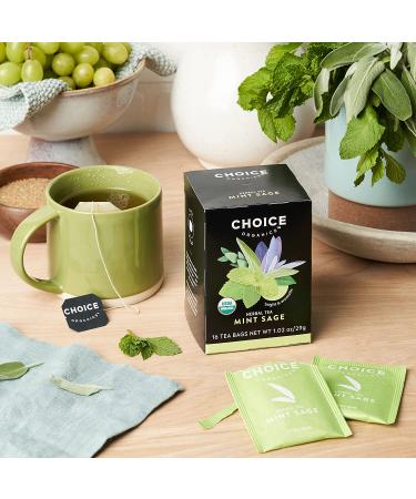 Choice Organic Teas Herbal Mint Sage Tea - Caffeine Free, 16 Bags (1.02 oz) - Buy Online on GoSupps.com