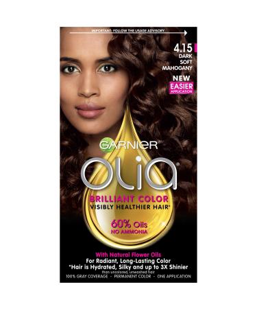 Garnier Hair Color Olia Ammonia-Free Brilliant Color Oil-Rich Permanent Hair Dye 4.15 Dark Soft Mahogany 1 Count (Packaging May Vary)