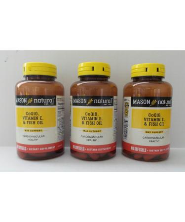 Mason Natural Heart Trio Co Q-10 Vitamin E and Fish Oil Softgels 60 Soft Gels (Pack of 3)