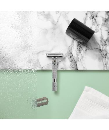Rockwell Razors T2 Safety Razor - Long Handle Adjustable Settings 5 Blades Travel Bag & Leather Pocket - White/Chrome - Buy Online on GoSupps.com