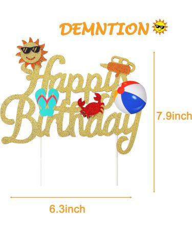 Beach Ball Happy Birthday Cake Topper Summer Pool Party Decoration Summer Party Favor Supplies - Buy Online on GoSupps.com