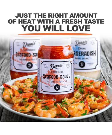 Dennis' Horseradish Seafood Lover's Variety Pack. Fresh Ground Horseradish & Seafood Sauce. Medium Heat. 100% Canadian Farm to Fork. Perfect On Shrimp Fish Burgers Steaks Chicken Wings. 250 ml Jar (Pack of 3) - Buy Online on GoSupps.com