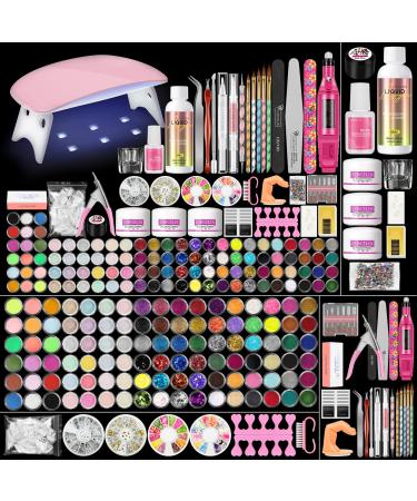 Acrylic Nail Kit for Beginners with Drill and U V Light, 45pcs Acrylic Powder Set 60pcs Glitter Decorations Powder Nails Kit Acrylic Set with Everything Professional Acrylic Nail Supplies Gifts for Women RJ0333