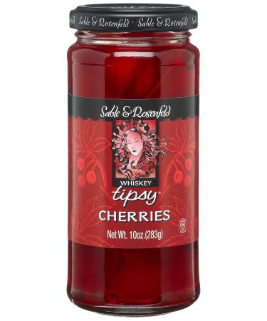 Sable & Rosenfeld Whiskey Tipsy Cherries, 10-Ounce Glass Jars (Pack of 6)