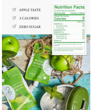 Jadamsun Body Loves Konjac Jelly (Apple  10pc) - Korean Low Calorie Healthy Fruit Smoothie. Sugar Free Asian Snack for Diet. - Buy Online on GoSupps.com