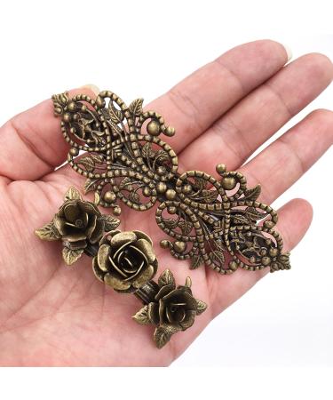 Buy 2 Piece Retro Vintage Metal French Hairpins - Bronze Rose Accessories (1 Pack) | International Shipping Available - Buy Online on GoSupps.com