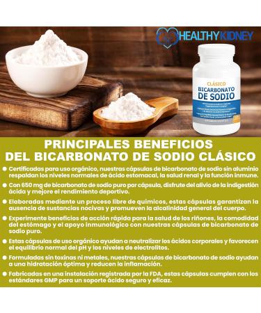 Bicarbonato de Sodio cl sico 650 mg USO org nico Natural Pastillas de bicarbonato de Sodio en polvo Tabletas de bicarbonato de Sodio (c psulas) Alcalinidad del cido del est mago 120 c psulas - Buy Online on GoSupps.com