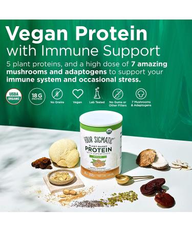 Four Sigmatic Plant-Based Protein with Superfoods - Peanut Butter 1.32 lbs (600 g) | Vegan, Nutrient-Rich Protein Supplement - Buy Online on GoSupps.com