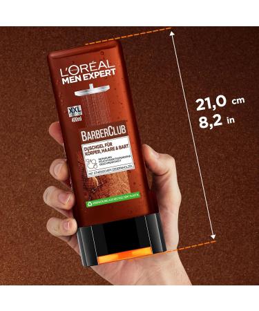 L'Or al Men Expert Barber Club Shower Gel - 2 Pack 400ml | Body Hair & Beard Cleanser with Cedar Wood Fragrance | 24-Hour Freshness - Buy Online on GoSupps.com