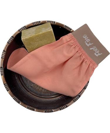 Turkish 100% Silk Exfoliating Gloves - Body Scrub Mitt for Men and Women by Feel Fine - Salmon Pink - Buy Online on GoSupps.com