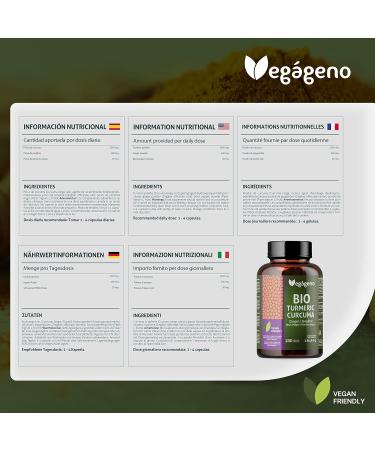 Organic Turmeric 180 Capsules with Ginger and Black Pepper Eco-Friendly High Concentration Maximum Absorbency No Additives Non-GMO Vegan - Buy Online on GoSupps.com