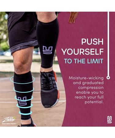 Modetro Sports Calf Compression Sleeves - True Graduated 20-30mmHg - Shin Splint Relief - Ideal for Running, Work, Flight, Pregnancy - Men & Women - L (1 Pair) - Buy Online on GoSupps.com
