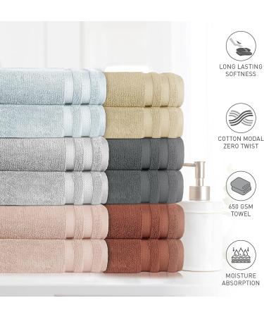 TRIDENT 650 GSM Cotton Modal Blend Bath Towels - Super Absorbent & Soft (2 Pack, Blue Dusk) - Buy Online on GoSupps.com