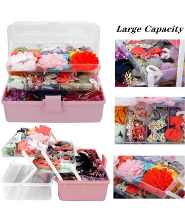 JOYMOMO Hair Bow Holder Organizer - Three-Layer Folding Storage Box for Headbands, Clips, Ties, Scrunchies - Baby Girl Hair Accessories Storage (Pink) - Buy Online on GoSupps.com