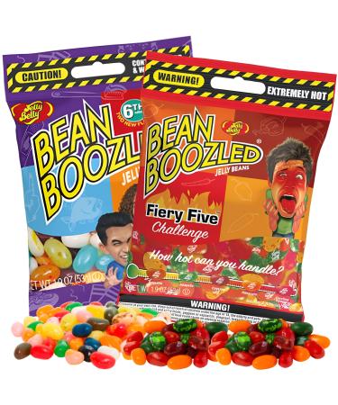 Jelly Belly Fiery Five & Bean Boozled Jelly Beans Pack 54g - Holidays & Christmas Candy - Vegan Candy Dairy Free Snacks Gluten Free Peanut-Free Candy Treat for Kids & Families Sweet Snack Alternative Kosher Candy
