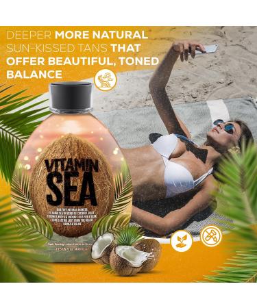 Vitamin Sea Natural Bronzer Tanning Lotion - DHA-Free Coconut Oil Formula for Sensitive Skin | Streak-Free Bronzing Accelerator 13.5oz - Safe for Indoor Tanning Beds - Buy Online on GoSupps.com