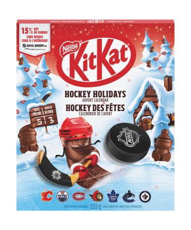 KIT KAT KITKAT Hockey Holidays Advent Calendar NHL Filled With KITKAT Santas KITKAT Festive Friends KITKAT Bubbles & KITKAT Mini Bars Hockey Themed Perfect Christmas Chocolate Gift 233 g