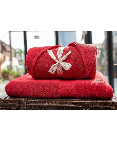 AKTI Premium Cotton Bath Sheets Towels 35x70 Inches 2 Pack - Super Soft & Absorbent 580 GSM - Red Equestrian Bathroom Towels - Buy Online on GoSupps.com