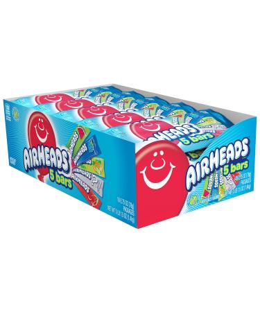 Airheads Candy, Assorted Flavors, 5 Individually Wrapped Full Size Bars per Pack, Box of 18 Packs