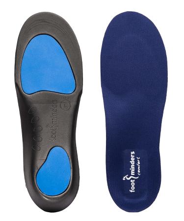 Footminders Comfort Orthotic Arch Support Insoles for Sport Shoes and Work Boots (Pair) (Large: Men 9  -11 Women 10  - 12) - Relieve Foot Pain Due to Flat Feet and Plantar Fasciitis