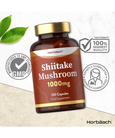 Shiitake Mushroom Extract 1000mg | 120 Capsules | Pure Mushroom Powder Supplement | Non-GMO with No Artificial Preservatives by Horbaach - Buy Online on GoSupps.com
