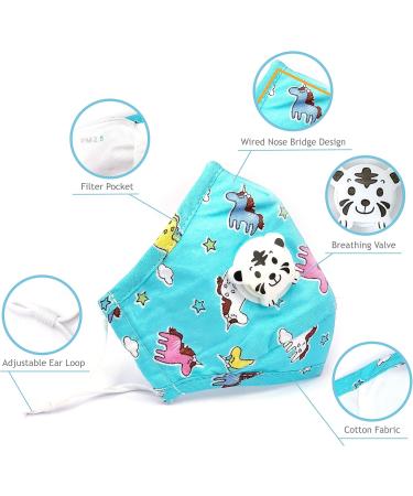 Kids Premium Cotton Reusable Masks - Washable with Breather Valve & Filter Pocket (Set of 4 Colors) - International Shipping Available - Buy Online on GoSupps.com