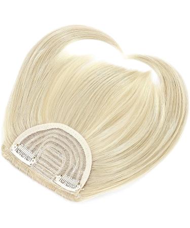 Clip In Bangs Hair Extensions | Neat Front Full Fringe | Thick Straight Ash Blonde & Bleach Blonde Highlight | Hairpiece for Women - Buy Online on GoSupps.com