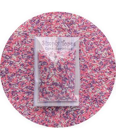 White Pink & Lilac Sugar Strands cake sprinkles 30g for cake or cupcake decorations