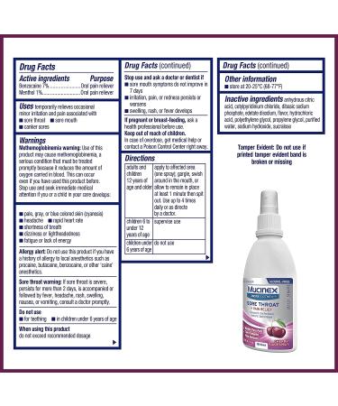 Mucinex InstaSoothe Sore Throat Spray - Fast Pain Relief, Soothing Cherry Flavor - 3.8 Fl Oz - Buy Online on GoSupps.com