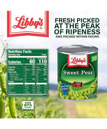 Libby's Sweet Peas - Tender & Succulent with Sweet Nutty Flavor - Creamy Smooth, Farm Fresh Goodness - 8.5 oz (Pack of 12) - No Preservatives - Buy Online on GoSupps.com