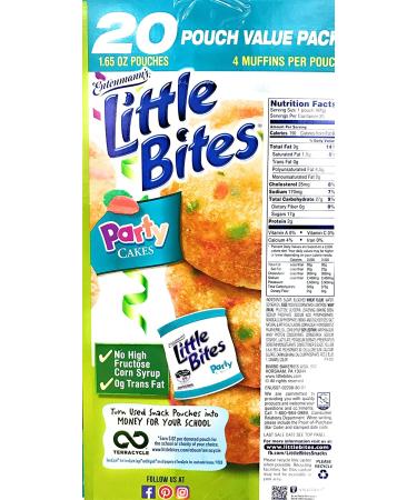 Entenmann's Little Bites Party Cakes | 80 Mini Muffins | 20 Pouches | 4 Muffins per Pouch | Yummy & Tasty Snack | 2 LB 1 oz (936g) | 1 Box | 1.65 Ounce (Pack of 80) - Buy Online on GoSupps.com