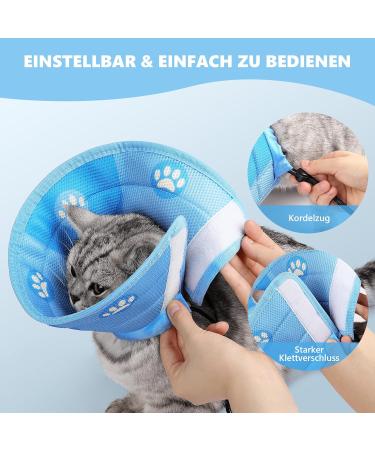 Adjustable Soft Protective Cat Collar | Halskrause Non-Protective Collar for Cats Puppies & Small Dogs - Blue (M) - Buy Online on GoSupps.com