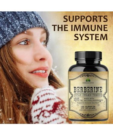 HERBALICIOUS Berberine Capsules with Ceylon Cinnamon & Turmeric - 1000mg Non-GMO Berberine HCL Dietary Supplement for Immune Support, Heart Health, and Cholesterol - Berberine Complex for Men and Women - Buy Online on GoSupps.com