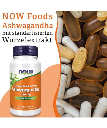 Now Foods Ashwagandha Root Extract 450 mg - 90 Vegan Capsules Lab Tested Gluten Free Plant-Based - Buy Online on GoSupps.com