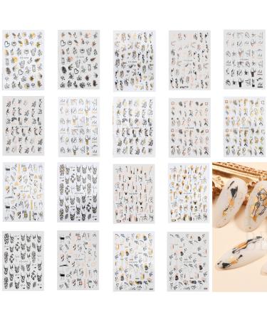 TMXAOK 18 Sheet Graffiti Nail Sticker Foil Decals 3D Abstract Nail Decals Self-Adhesive Lady Face Nail Design Manicure Tips Decoration Nail Art Supplies Nail DIY Decor for Women Girls