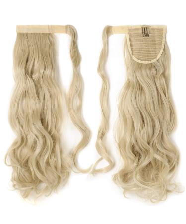 Pferdeschwanz hair part braid clip in ponytail hair extension extension hair piece wrap on how real hair bleached blond wavy-24 "(61cm) 100g