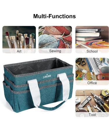 JJRING Craft Organizer Tote Bag - Bluish Green Art Storage Caddy with Multiple Pockets - Small Sewing Bag for Craft, Scrapbooking, School, Medical, and Office Supplies Storage - Buy Online on GoSupps.com