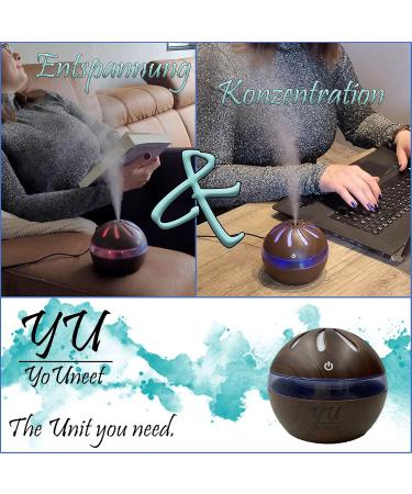 YOUNEET 300ml Aroma Diffuser Humidifier | Black Wood Look LED 7 Colors | Perfect for Yoga Office Spa & Gifts - Buy Online on GoSupps.com