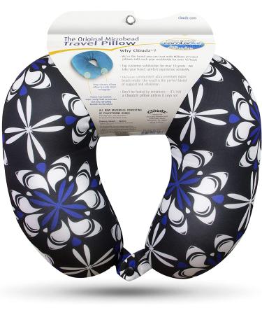 Cloudz Patterned Microbead Travel Neck Pillow - Black Purple & White Floral | Best for Comfort & Support - Buy Online on GoSupps.com