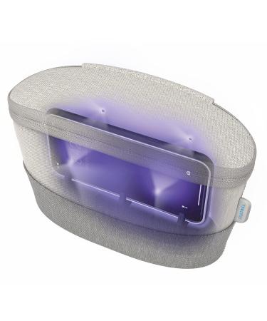 Homedics UV Clean Portable Sanitizer Bag   Rechargeable UV Light Sanitizer and Sterilizer Box - Kills 99.9% of Airborne Contaminates  Storage and Makeup Bag  Fits Masks  Cell Phones  Keys  Grey Grey 1 Count (Pack of 1)