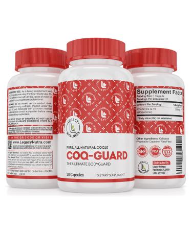Legacy Wellness CoQ-GUARD CoQ10 200mg - Natural High Potency CoQ10 Supplement for Energy Heart Antioxidant & Cellular Support - High Potency Co Q 10 Ubiquinone for Overall Wellness - Non-GMO 30 Caps